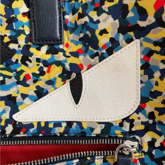 FENDI Monster Shopper Tote Confetti Print Nylon 2016  Preowned Style:7VA367-5WH - Picture 4 of 13